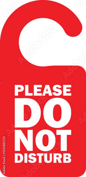 Fototapeta Do not disturb handle door icon . Red do no disturb card sign . Vector illustration
