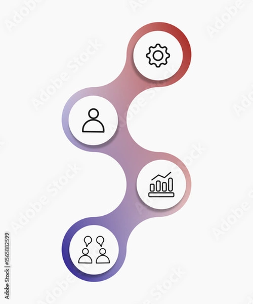 Fototapeta Modern three-step infographic with circular icons connected by gradient lines. Perfect for presentation, business process explanation, workflow, or timeline illustration.