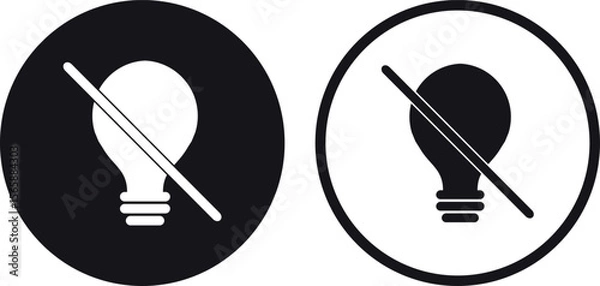 Fototapeta Light off icon set in two styles . No light icon . No idea icon . Vector illustration