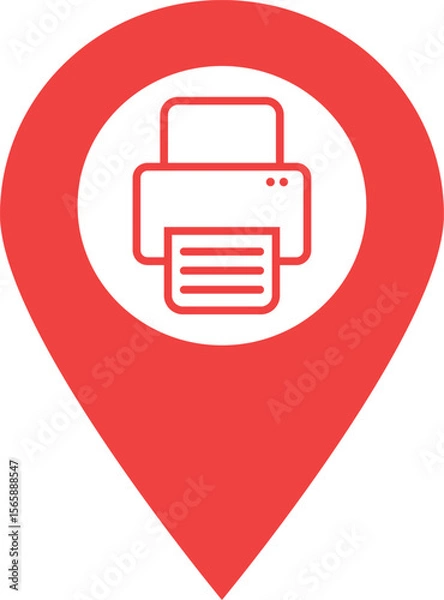 Fototapeta Printer map pointer icon . Printer location pin icon . Vector illustration