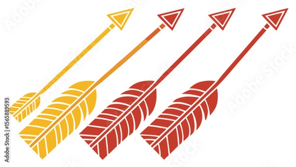 Fototapeta Four Colorful Arrows Aiming Upward Together Symbolizing Direction Progress and Teamwork