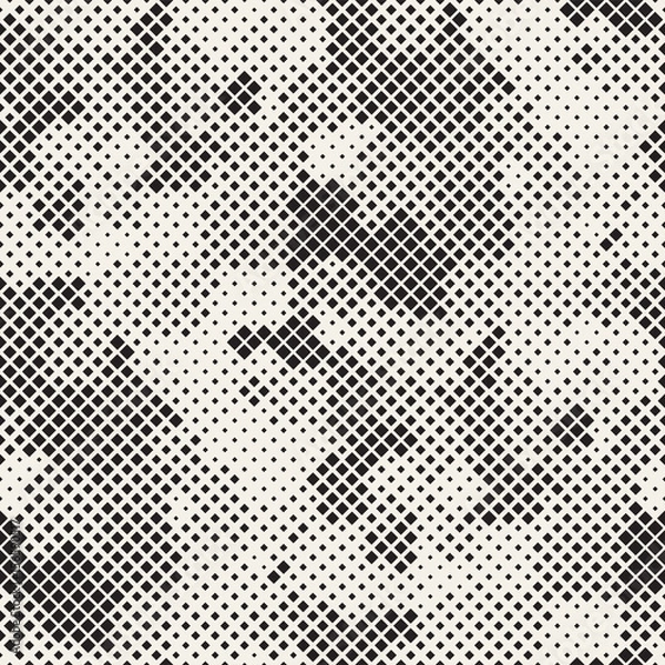 Fototapeta Modern Halftone Texture. Endless Abstract Background With Random Size Squares. Vector Seamless Chaotic Squares Mosaic Pattern.