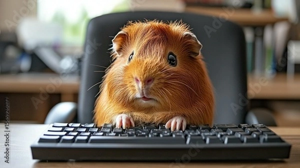 Obraz Guinea Pig on Keyboard