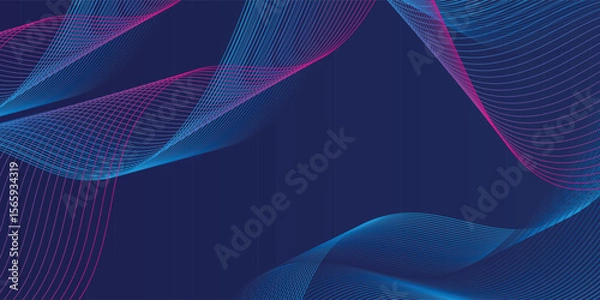 Obraz banner background blue gradations with wave lines colorful pink and blue gradations. abstract pattern design  illustration vector eps10