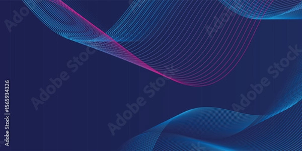 Obraz banner background blue gradations with wave lines colorful pink and blue gradations. abstract pattern design  illustration vector eps10