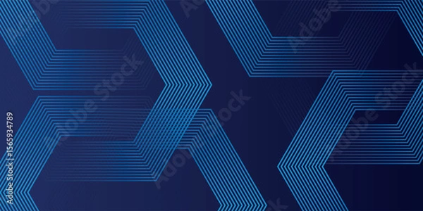 Obraz Dark blue background with hexagon geometric lines pattern. Abstract shiny hexagon lines. Futuristic technology modern design.