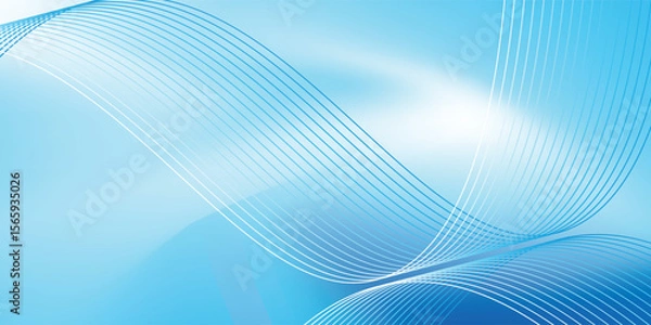 Obraz Abstract blue gradient background with shining lines waves. Minimalist background vector minimal illustration