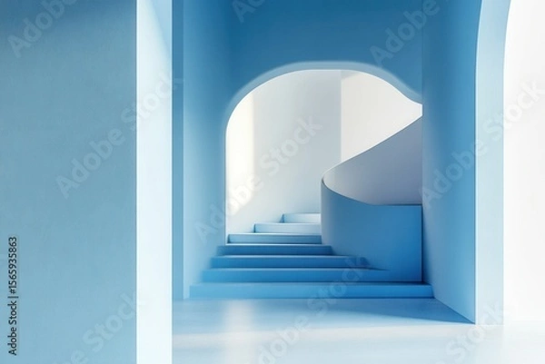 Fototapeta detailed color image of White and blue open space office corner high detail