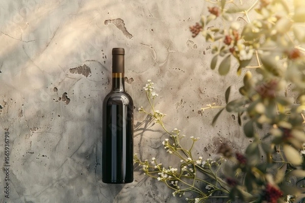 Fototapeta Ultra Hd Visual of Mockup of Luxury Wine Bottle on a Natural Style Background