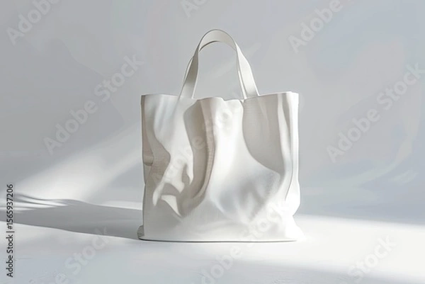 Fototapeta Clear Pixel Picture of White Tote Bag Mockup White Background Frontview Bag Mockup