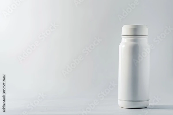 Fototapeta Detailed Visual  of White Thermos Bottle Isolated on White Background with Copy Space