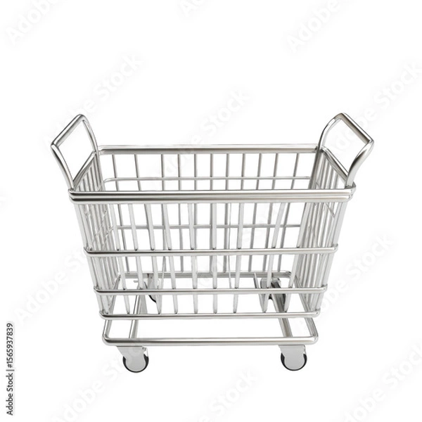 Fototapeta Silver Shopping Cart isolated on a transparent background