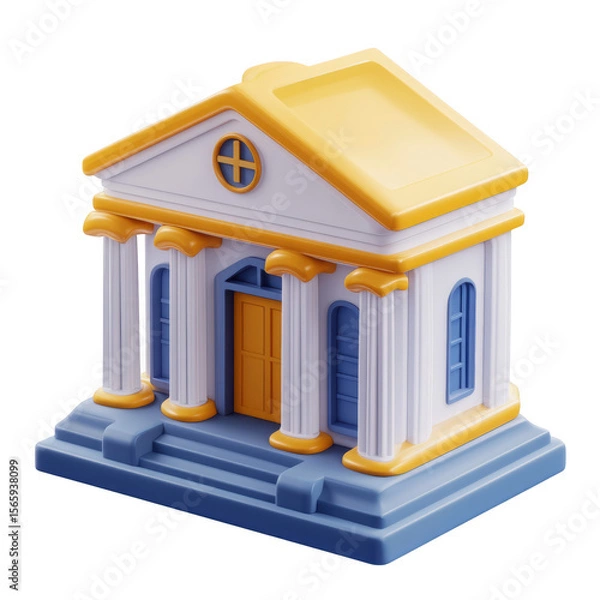Obraz Stylized bank building with columns isolated on a transparent background