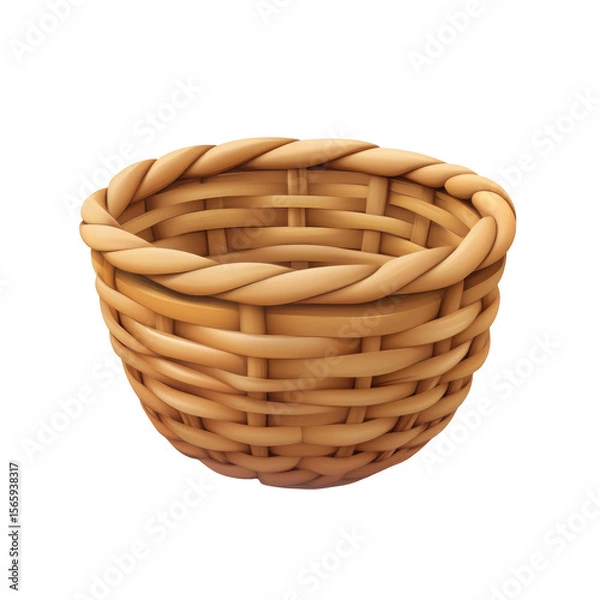 Fototapeta Woven Basket isolated on a transparent background wicker