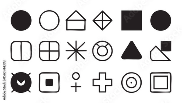 Fototapeta Isolated black vector icon set for web design