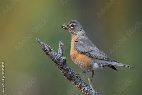 Fototapeta A robin enjoying a meal