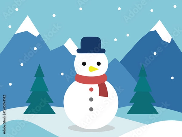 Fototapeta snowman on the background of the snow