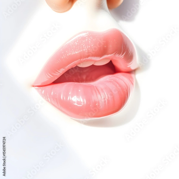 Fototapeta A close up of a woman's lips with a pink tint