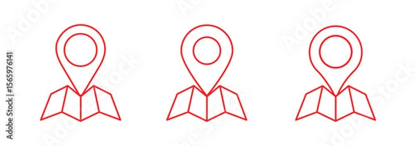 Fototapeta red location pin icon . map pointers, pin, marker, navigation, GPS, position, pointer, icon . vector illustration .