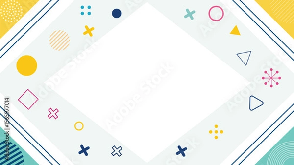 Fototapeta Colorful geometric frame with abstract shapes for design template