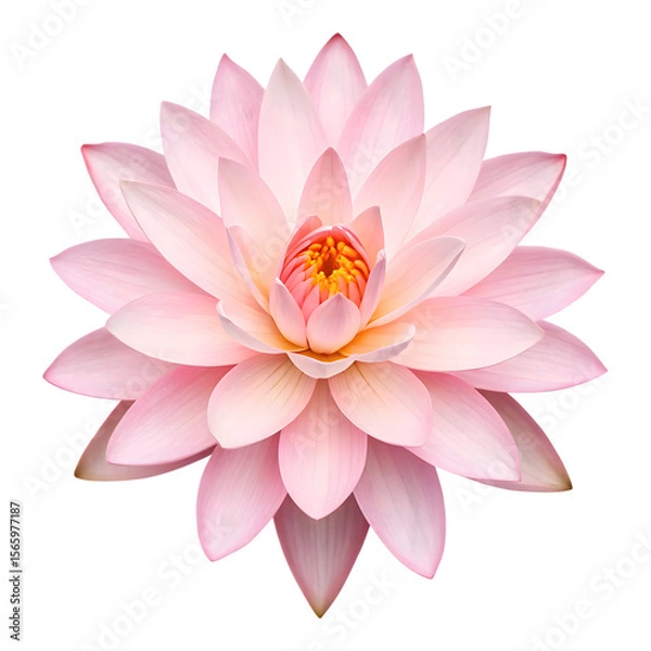 Fototapeta Pink lotus flower isolated on transparent or white background. Pink water lily flower png.