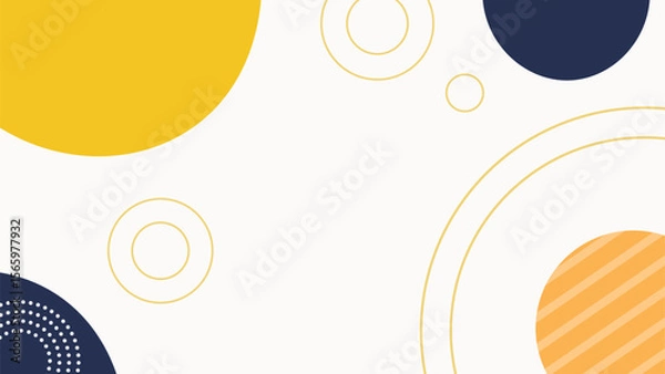 Fototapeta Modern abstract geometric background with circles in yellow and navy colors