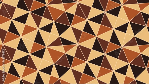 Fototapeta Seamless geometric pattern of triangles in earthy brown and beige colors