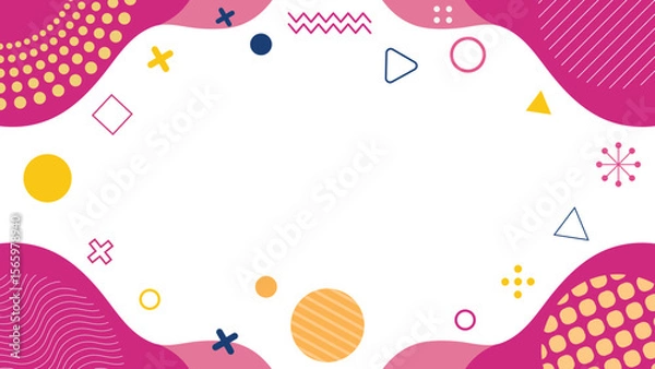 Fototapeta Abstract background with decorative geometric shapes and pink fluid elements