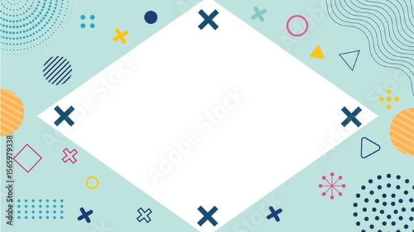 Fototapeta Abstract geometric background design featuring a diamond and colorful shapes