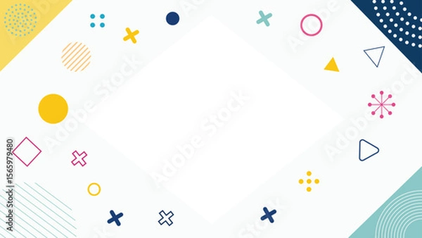 Fototapeta Abstract geometric background design with colorful shapes and white space