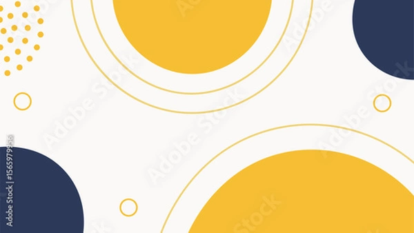Fototapeta Abstract geometric background with yellow blue and creamy white elements
