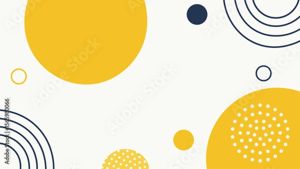 Fototapeta Abstract geometric design with yellow circles and dotted patterns on white background