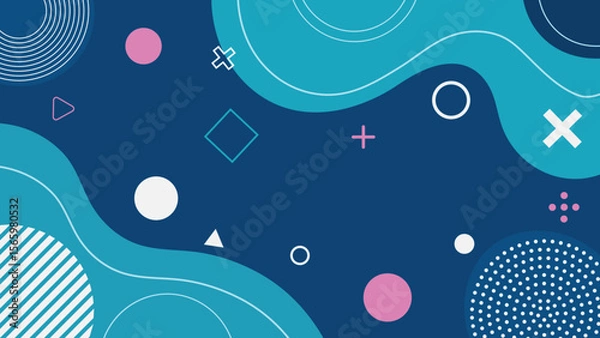 Fototapeta Abstract geometric shapes background with fluid lines in various colors