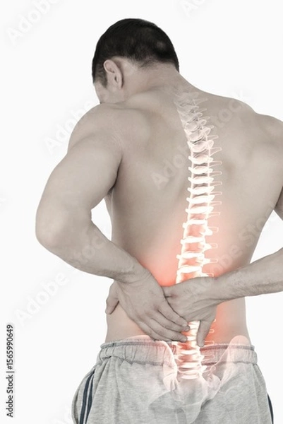 Obraz Highlighted spine of man with back pain