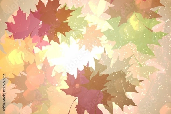 Fototapeta Autumnal leaf pattern in warm tones