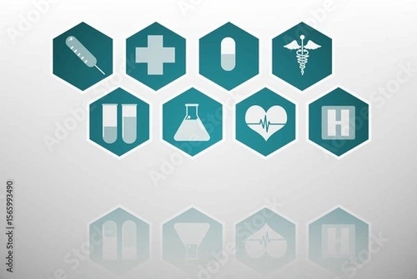 Fototapeta Medical interface in blue and white