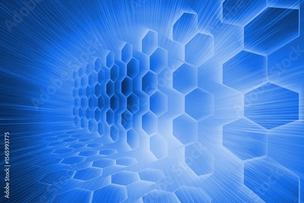 Fototapeta Futuristic hexagons on blue background