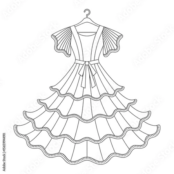 Obraz layered dress vector illustration of a coloring page 