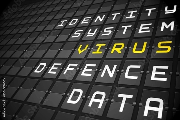 Obraz Virus buzzwords on black mechanical board