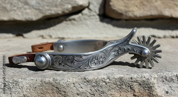 Obraz Cowboy spurs on rustic surface