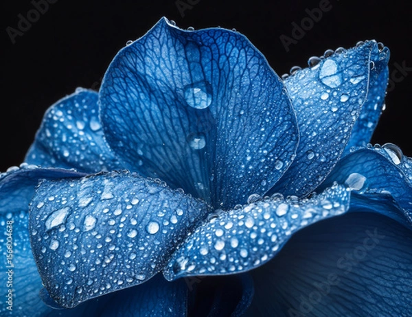 Fototapeta A blue lotus flower with dew drops on its petals