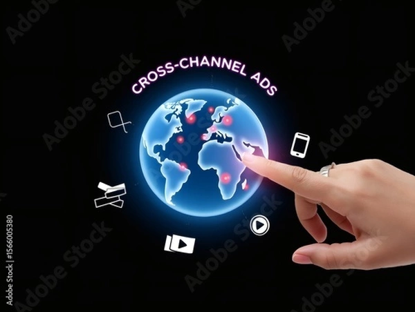 Fototapeta Global Cross-Channel Advertising Reaching Worldwide Audiences Through Multi-Platform Campaigns