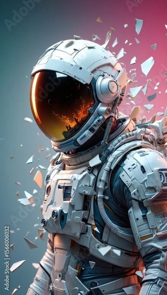 Fototapeta Astronaut in Shattered Space A Digital Art Portrait