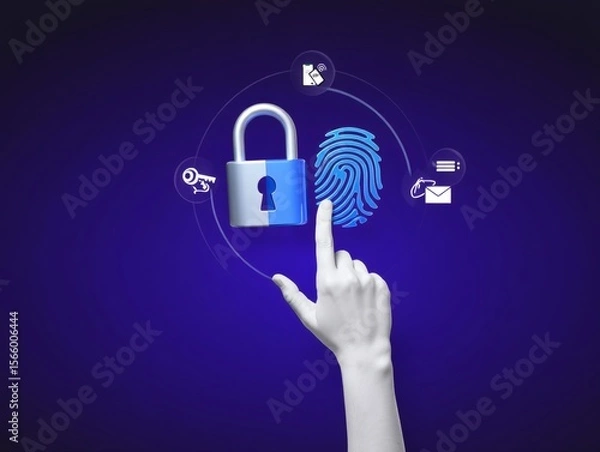 Fototapeta Digital Security Biometric Authentication and Data Protection
