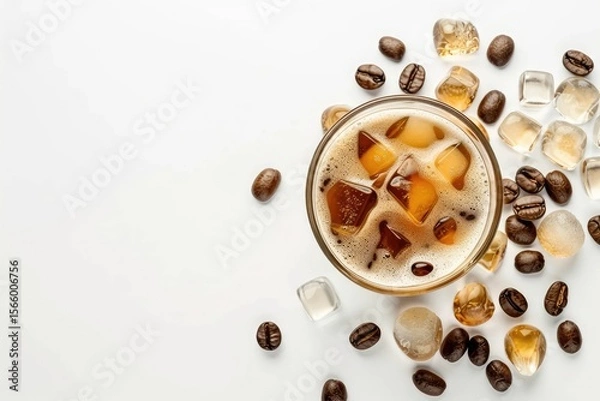 Fototapeta High Resolution Picture of Cold Coffee with White White Background