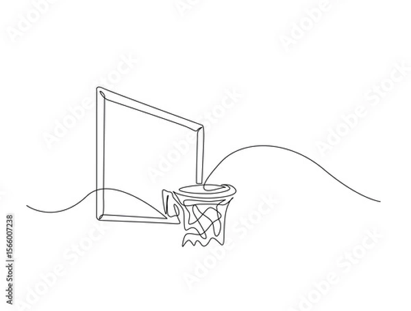 Fototapeta Continuous one line drawing of basketball hoop. Basketball hoop ring outline illustration. Editable vector.