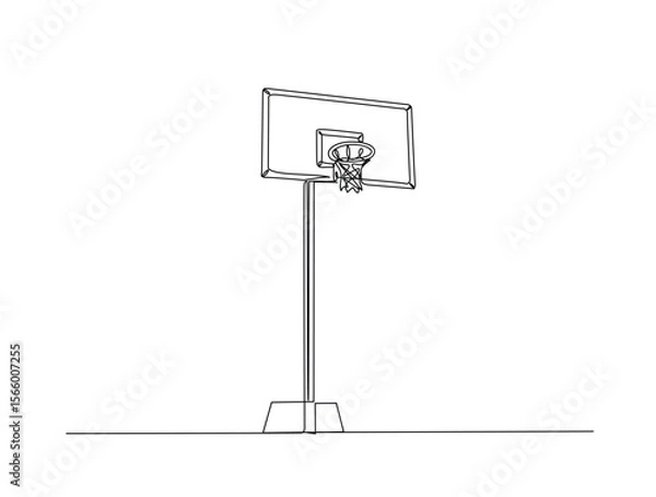 Fototapeta Continuous one line drawing of basketball hoop. Basketball hoop ring outline illustration. Editable vector.