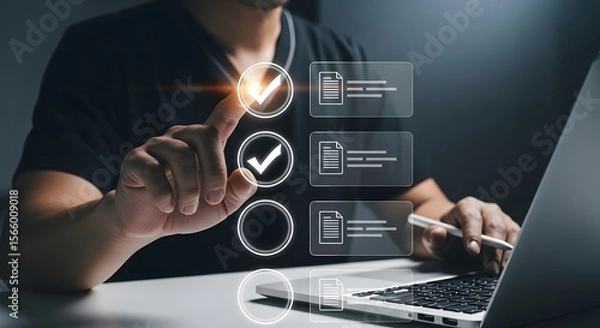 Fototapeta Streamlining Workflow Efficiency  A Guide to Checklist Implementation and Digital Task Management for Enhanced Productivity