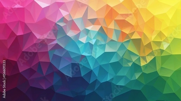 Fototapeta Abstract Polygons in a Rainbow Gradient - Modern Geometric Background.