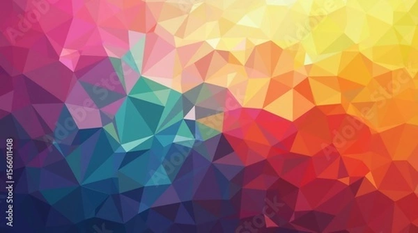 Fototapeta Vibrant Low Poly Rainbow Background with Abstract Geometric Triangles.